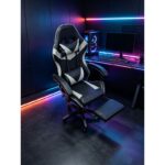 A9937 ΜΑΥΡΟ/ΓΚΡΙ PVC ΠΟΛΥΘΡΟΝΑ GAMING/ΜΕ ΥΠΟΠΟΔΙΟ 64X59X43-112/53-125εκ. - Image 5