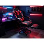 A9937 ΜΑΥΡΟ/ΚΟΚΚΙΝΟ PVC ΠΟΛΥΘΡΟΝΑ GAMING/ΜΕ ΥΠΟΠΟΔΙΟ 64X59X43-112/53-125εκ. - Image 4