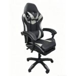 A9937 ΜΑΥΡΟ/ΓΚΡΙ PVC ΠΟΛΥΘΡΟΝΑ GAMING/ΜΕ ΥΠΟΠΟΔΙΟ 64X59X43-112/53-125εκ.