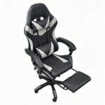 A9937 ΜΑΥΡΟ/ΓΚΡΙ PVC ΠΟΛΥΘΡΟΝΑ GAMING/ΜΕ ΥΠΟΠΟΔΙΟ 64X59X43-112/53-125εκ. - Image 3