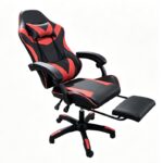 A9937 ΜΑΥΡΟ/ΚΟΚΚΙΝΟ PVC ΠΟΛΥΘΡΟΝΑ GAMING/ΜΕ ΥΠΟΠΟΔΙΟ 64X59X43-112/53-125εκ. - Image 3