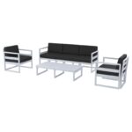 MYKONOS SET 3ΘΕΣ.SILVER GREY/ΜΑΞ. BLACK(3ΘΕΣ.+2ΠΟΛ.+ΤΡΑΠ 130εκ.)