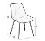 SILVIA GREY VELVET ΥΦΑΣΜΑ ΚΑΡΕΚΛΑ ΜΕΤΑΛΛΙΚΗ 51X58X87εκ. - Image 5